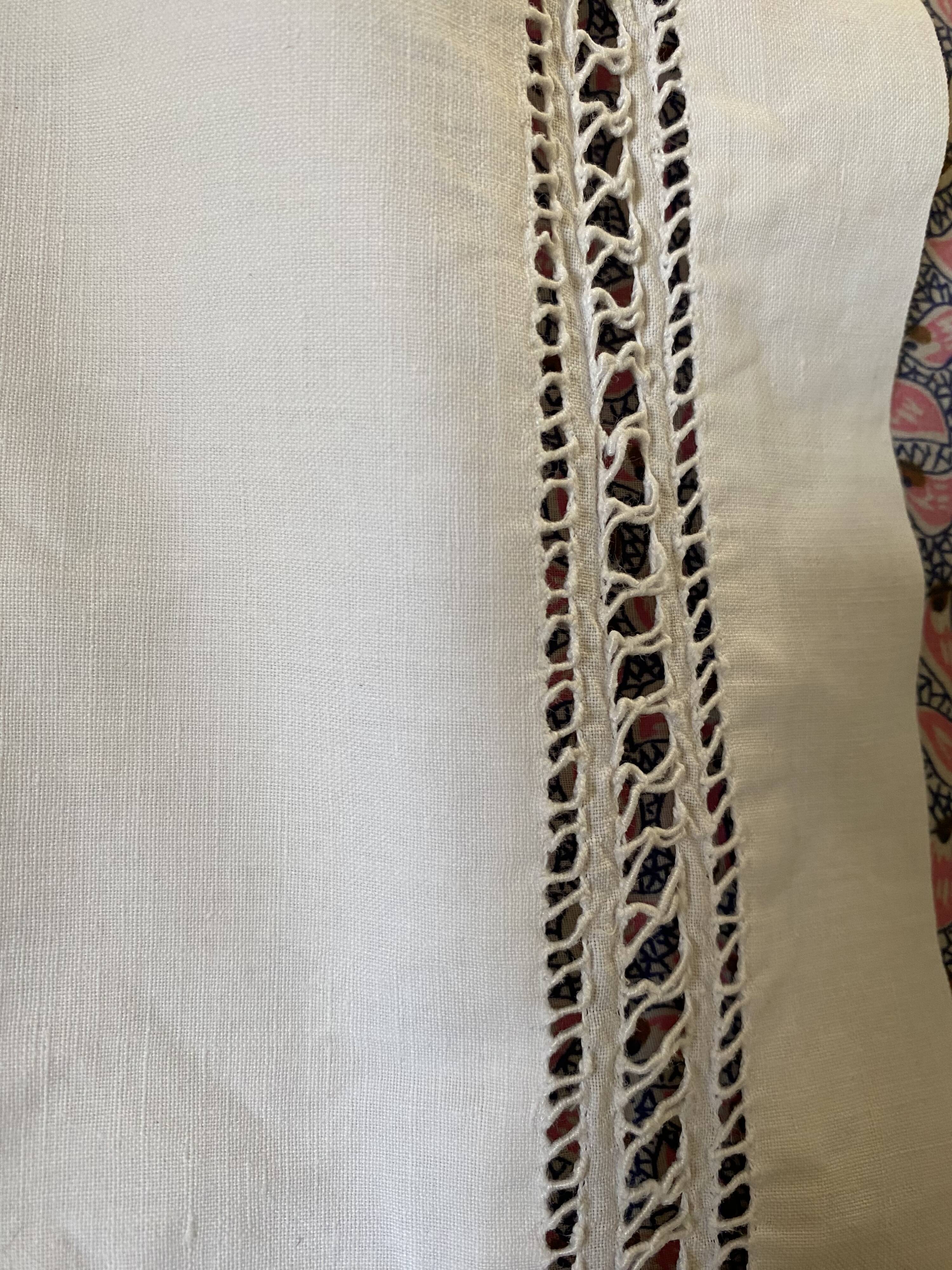 White cotton pillowcase with CS monogram