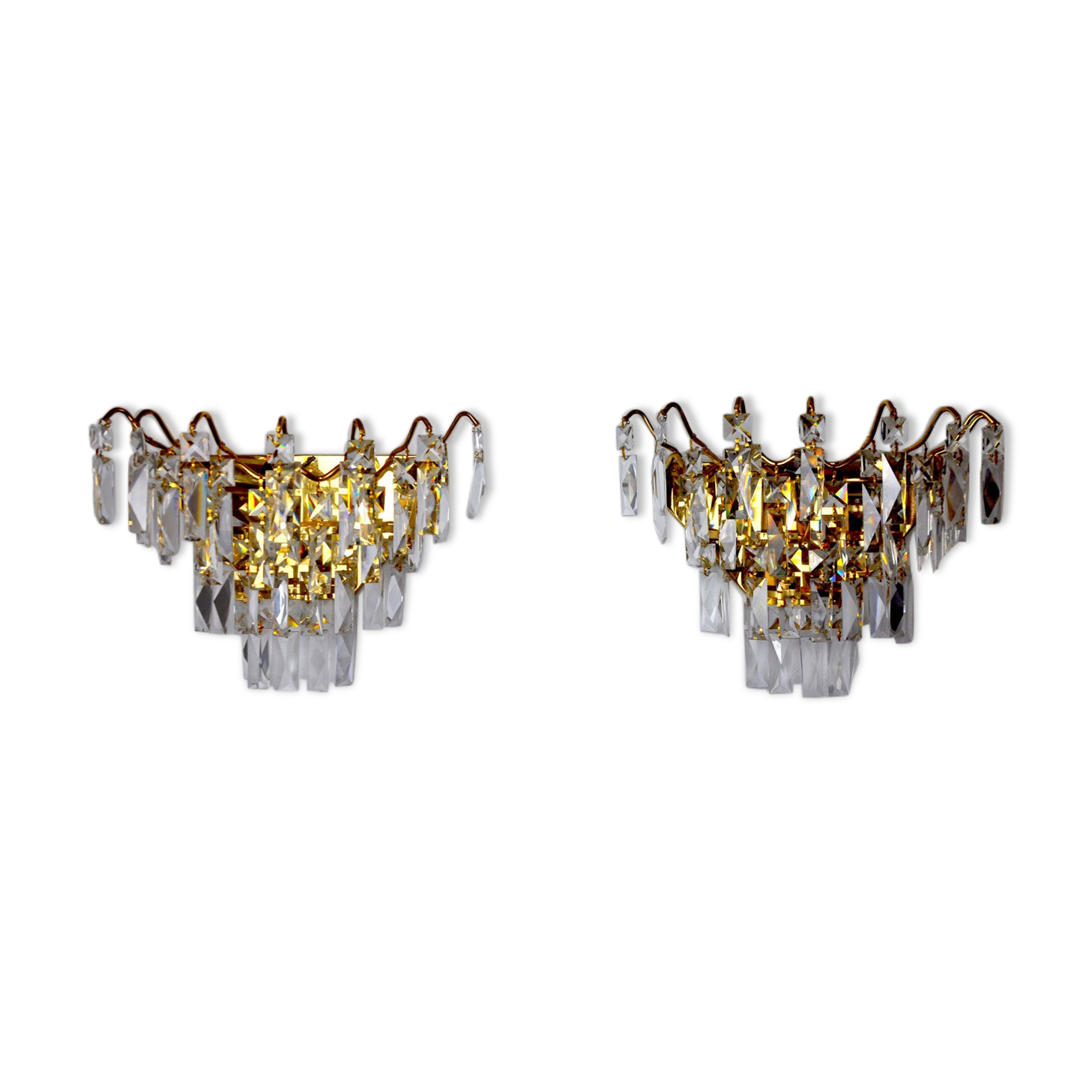 Paire d'applique Regency, cristaux taillés, Espagne, 1980
