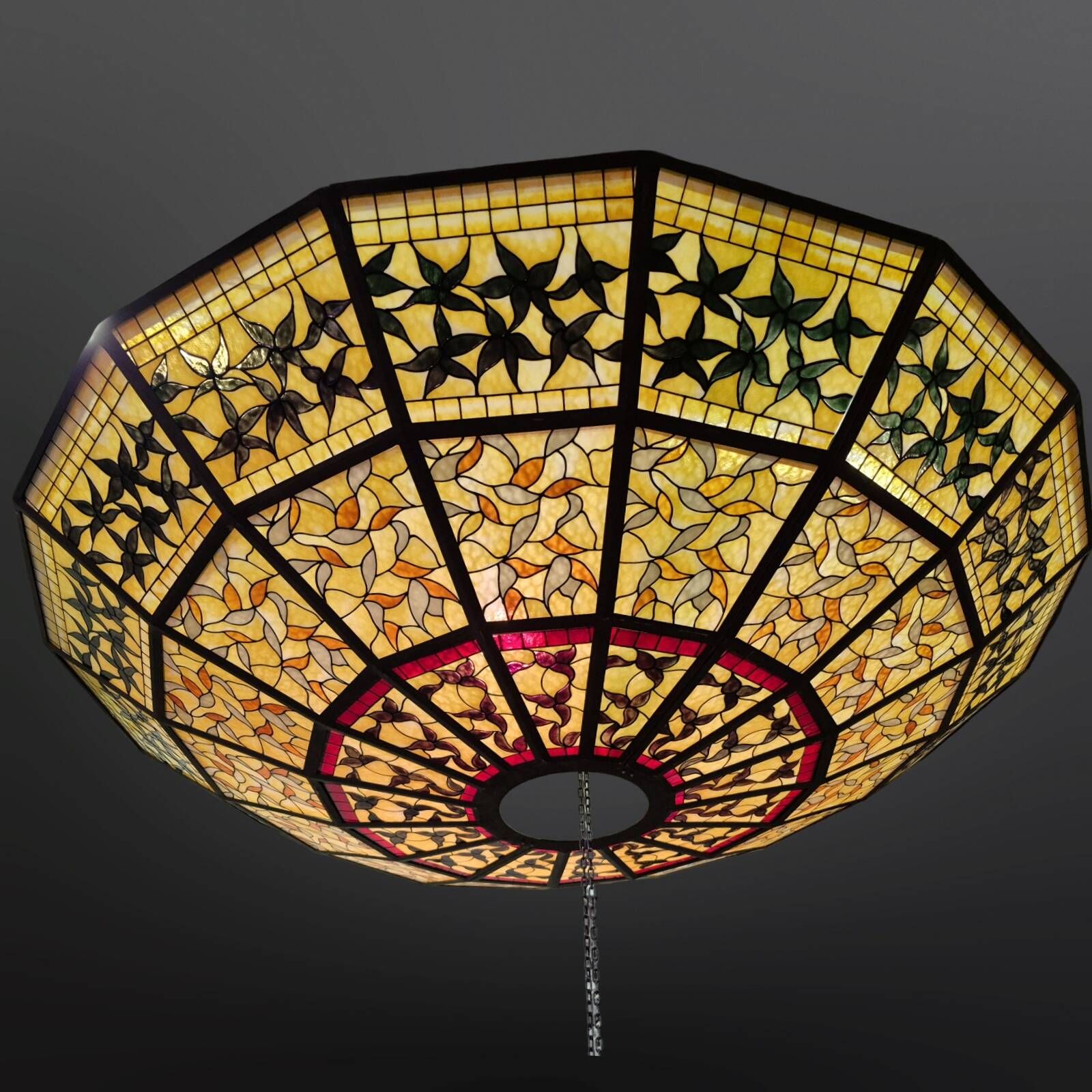 Impressive Tiffany Style Stained Glass Chandelier from the 1990s