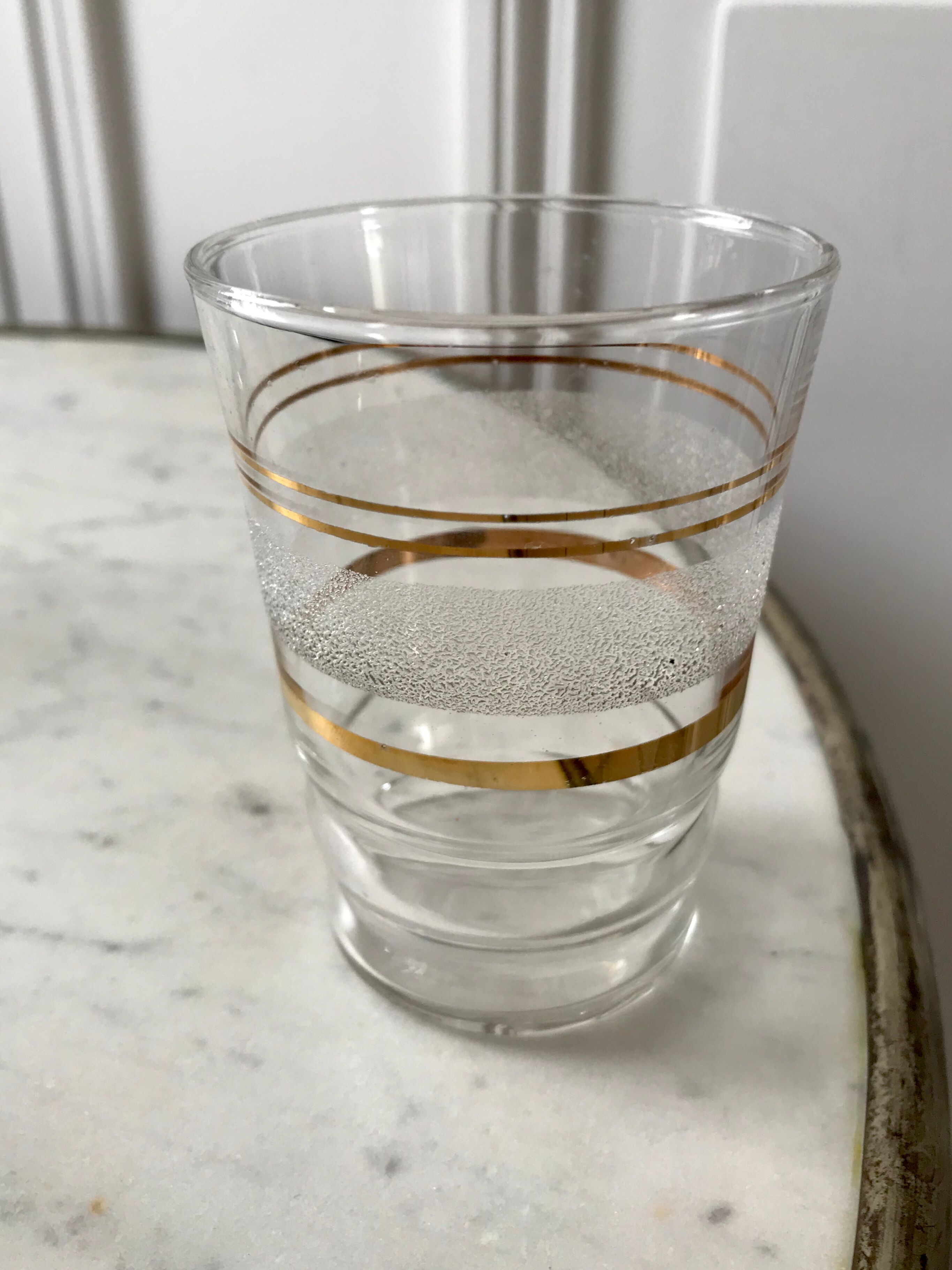 Set of 13 granite water glasses with golden borders 50s-60s