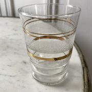 Set of 13 granite water glasses with golden borders 50s-60s