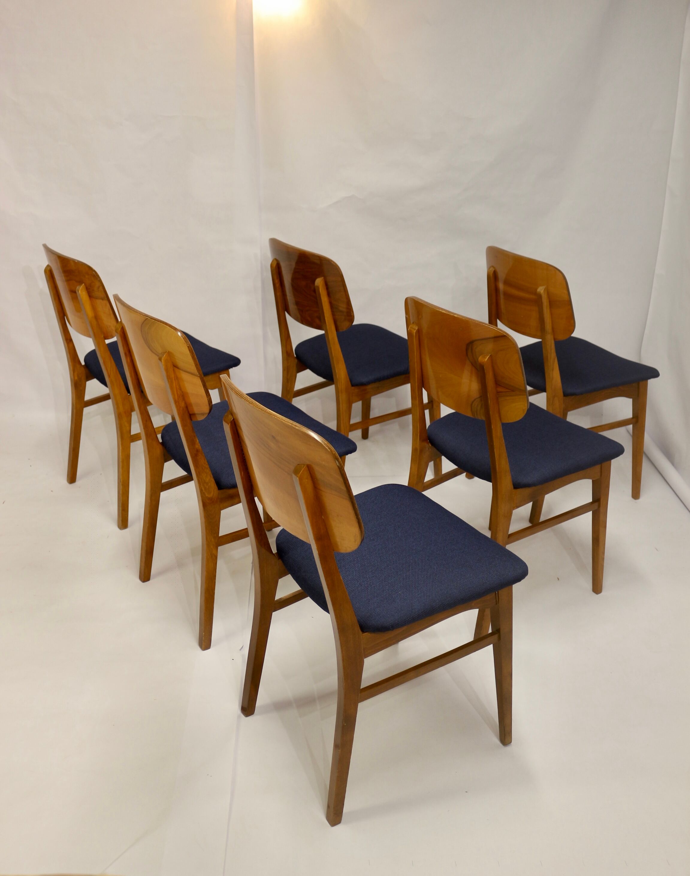 Set of six chairs design year 60,70 traditional slatted wood