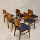 Set of six chairs design year 60,70 traditional slatted wood