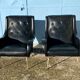 2 vintage faux leather armchairs
