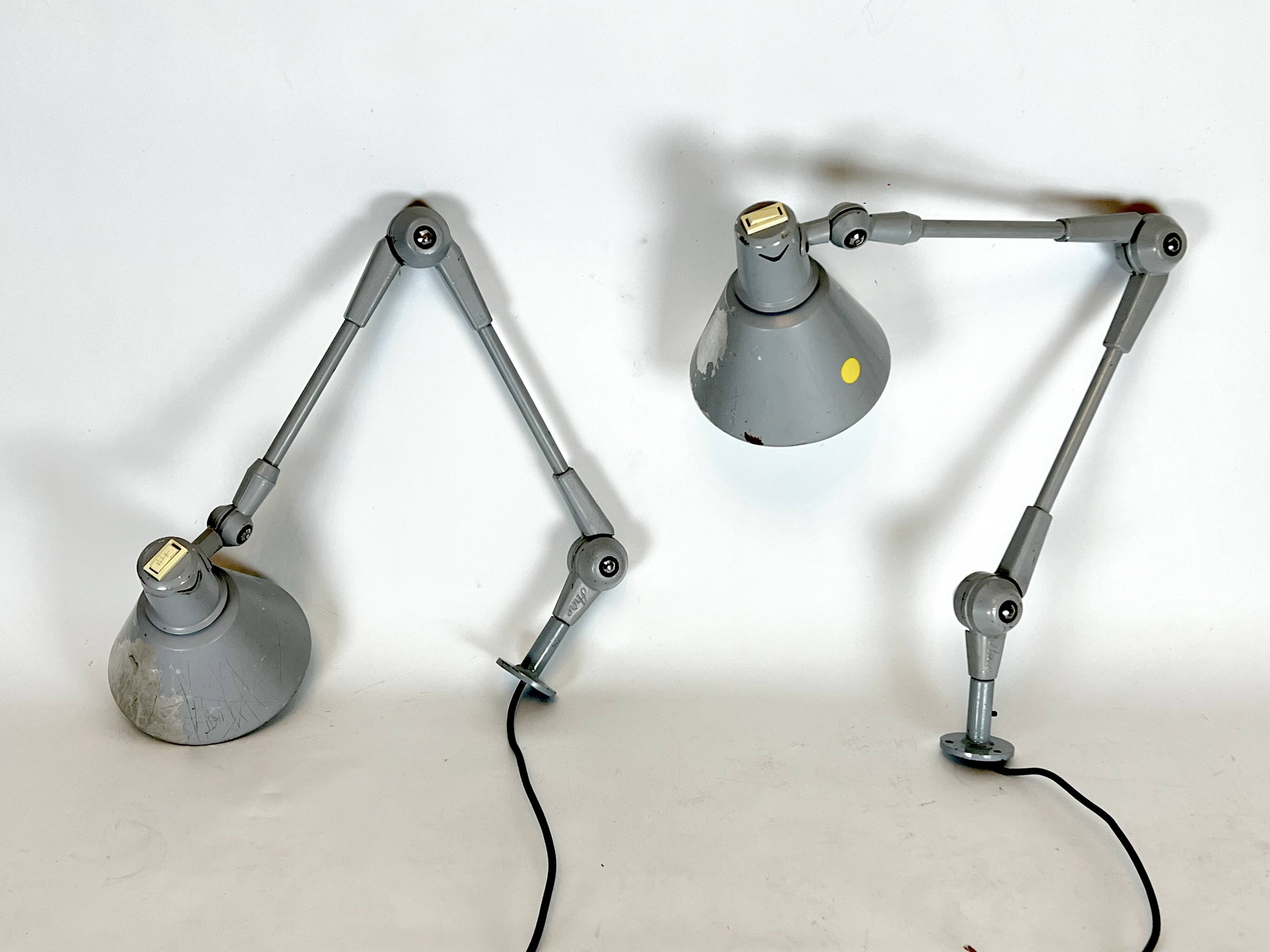 Mid-Century AURE set of two rare wall lamps in metal. Italy 1960s
