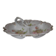 Numbered decorated porcelain quarter dish for hors d'oeuvre or other