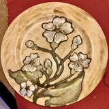 Ceramic plate, flower decoration, monogram to be identified on the back