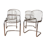 Series of 4 tubular steel chairs