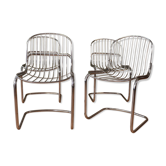 Series of 4 tubular steel chairs