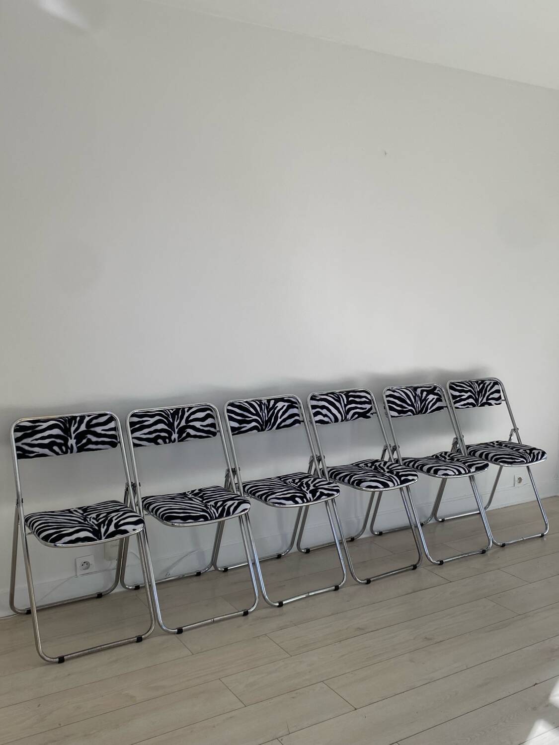 6 chaises pliante vintage 1970  zèbre
