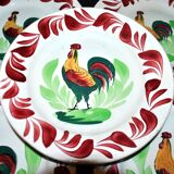 Set of 6 hand-painted Choisy-Le-Roi earthenware COQ plates