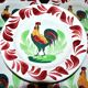Set of 6 hand-painted Choisy-Le-Roi earthenware COQ plates