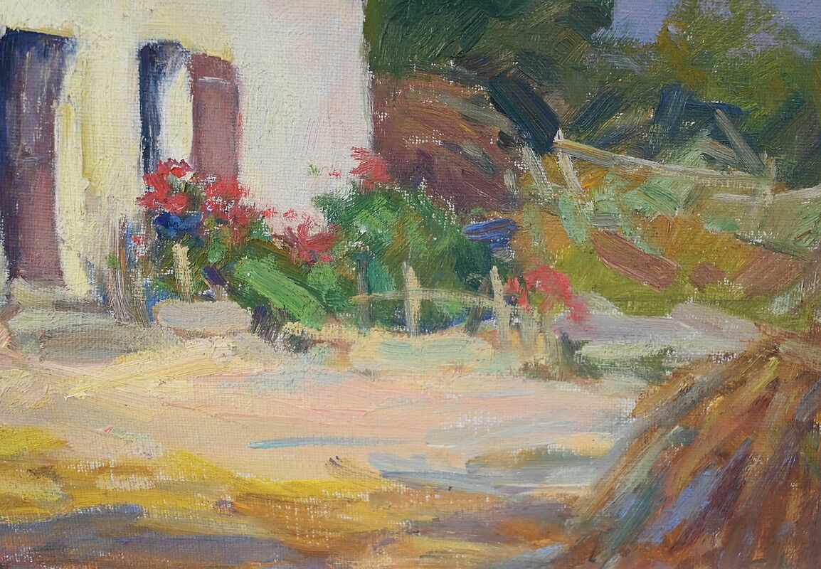 Oil on Wood "Maison en Brière", signed E.gautier – 1955