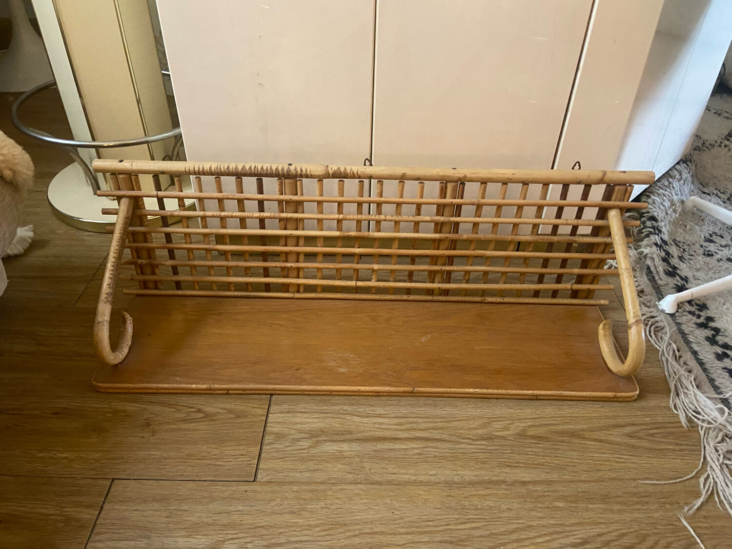 Vintage rattan wall shelf
