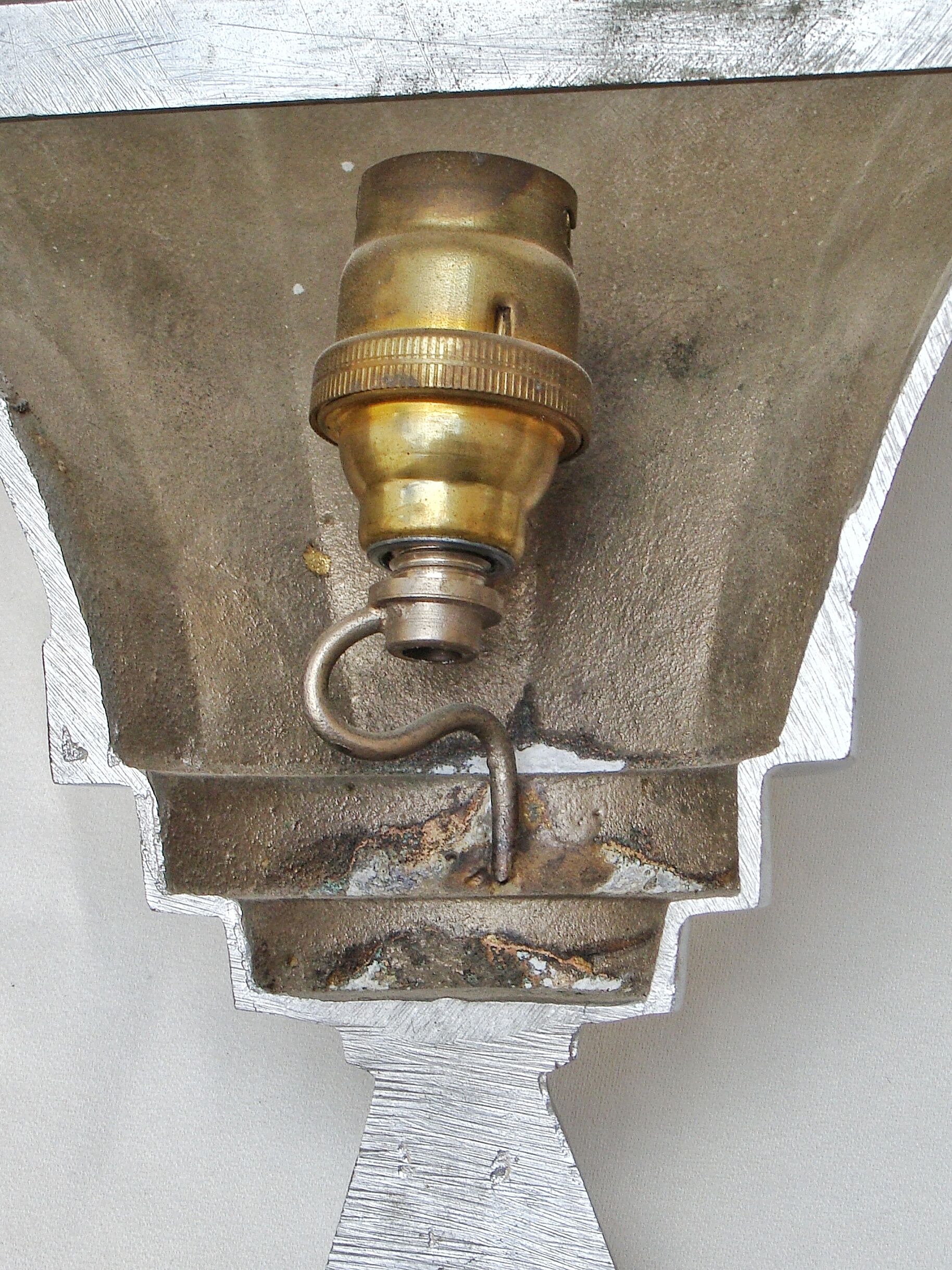 Pair of sconces art deco metal chrome