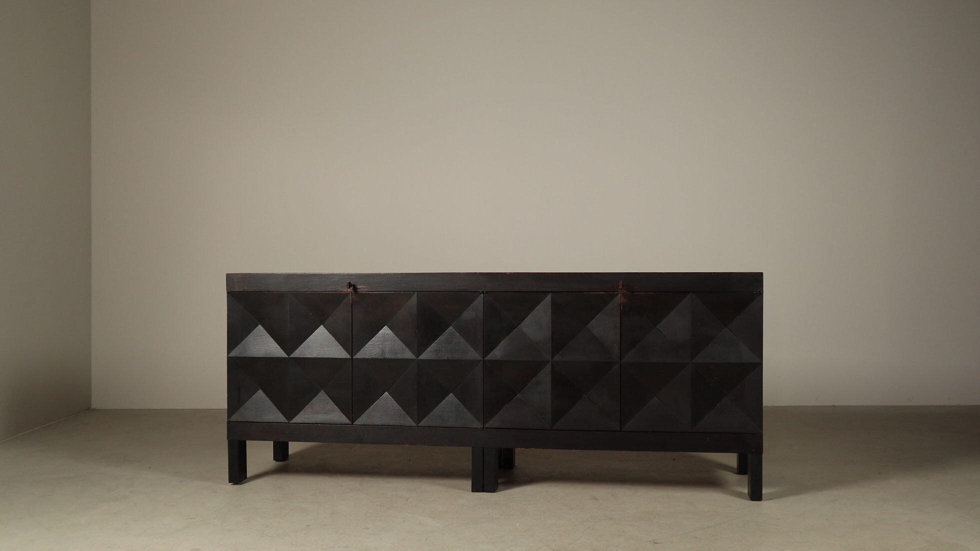 Jean Batenburg for MI brutalist sideboard in ebonized oak, Belgium, 1960s