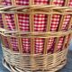 Basket in vintage woven wicker and red gingham