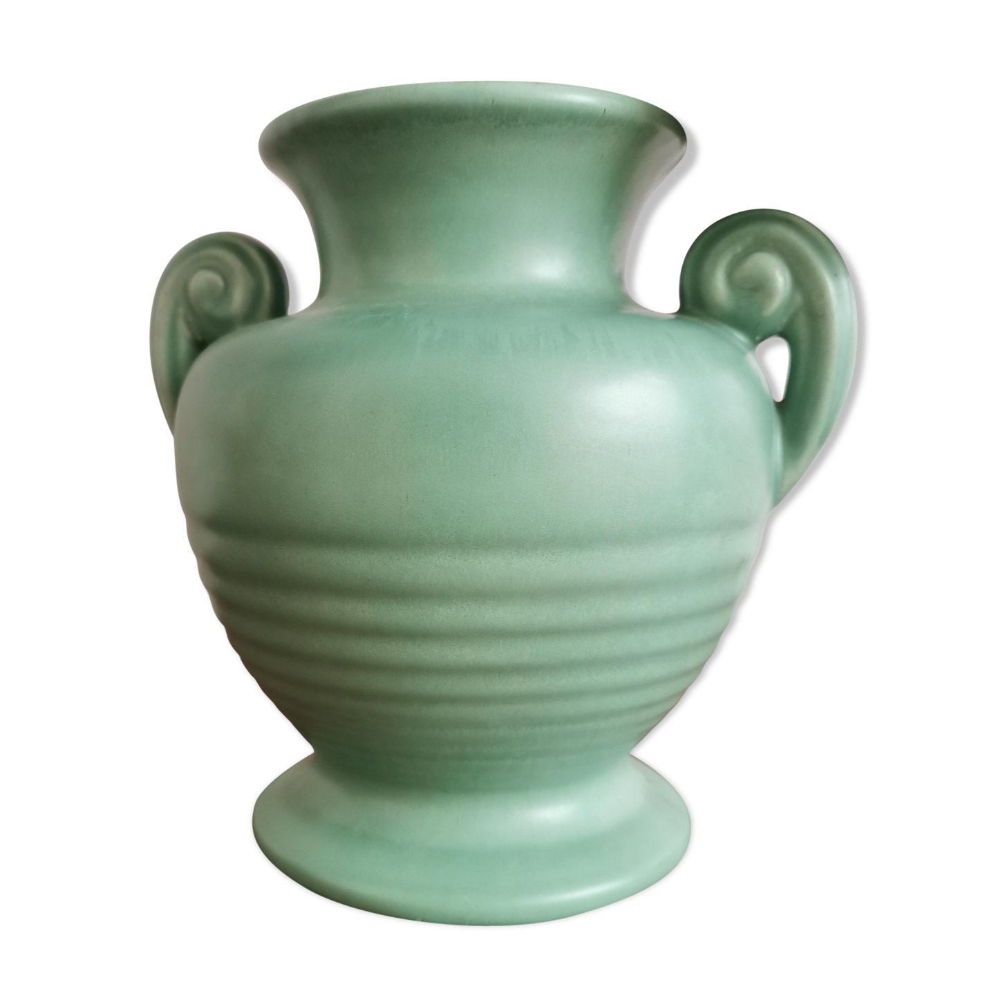 Jade green ceramic vase 40s
