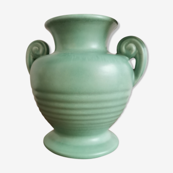 Jade green ceramic vase 40s