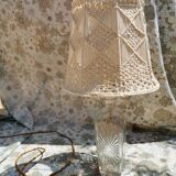 Table lamp - glass foot and hook lampshade 70s