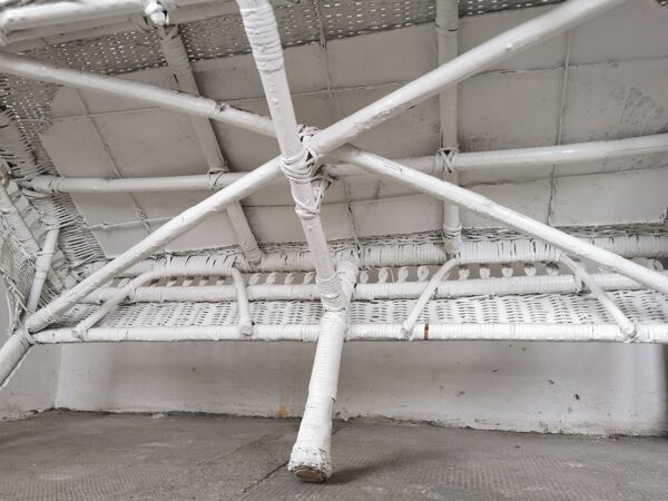 Banquette en rotin blanc