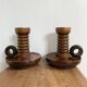 Pair of turned wooden candlesticks from the 70s