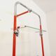 Modular bookshelf in vintage Bauhaus style, red metal, chrome.