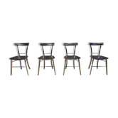 Vintage black leather dining chairs by Arrben Italy, 1980s - set of 4