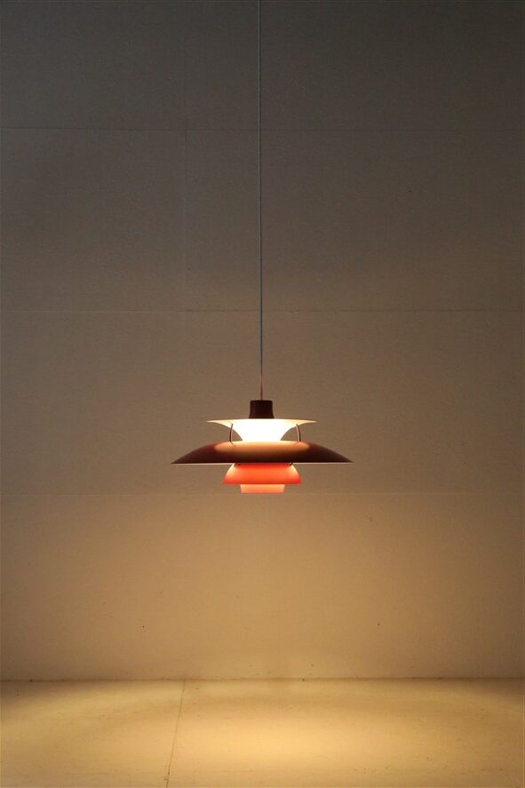 Louis Poulsen / Poul Henningsen “PH 5” pendant lamp / red / mid-century / Danish modern design / PH5