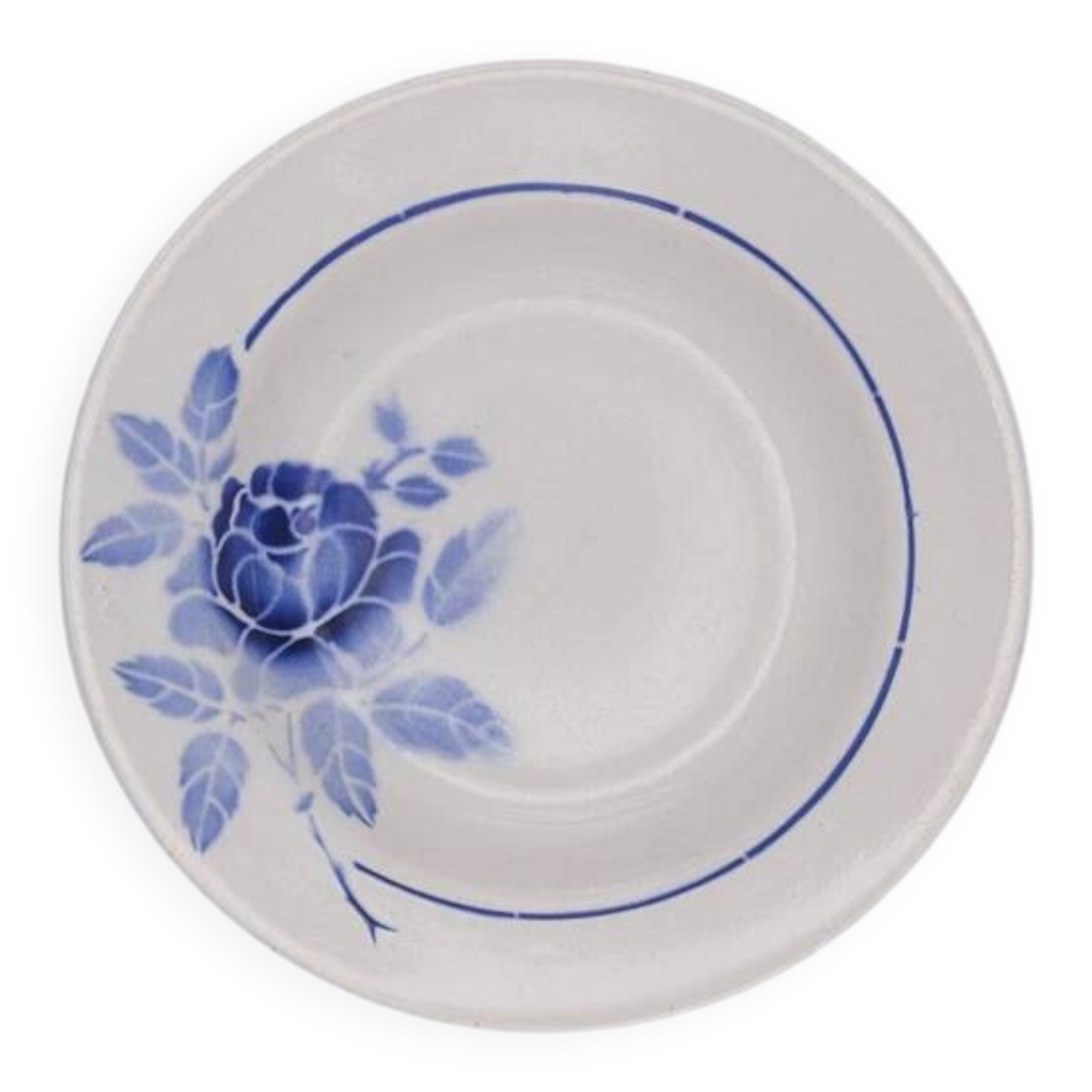 Set of 6 blue ironstone deep plates.