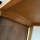 Vintage curved wood and leather desk – 1970s/80s