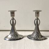 Pair of Art Nouveau candlesticks in silver metal WMF N°325