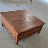 Colonial-style square coffee table in teak