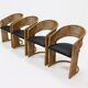 Set de 4 chaises de salle à manger en rotin par Luit van der Helm, Pays-Bas Années 1980