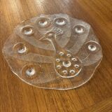 Cheese Board, Peakcock, crystal, Lars Hellsten, Orrefors, Sweden, 1970