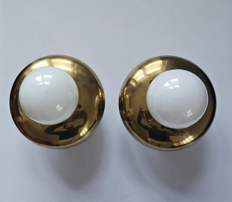 Pair of Brass Flush Mounts, Italy, 1970s