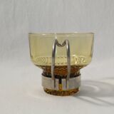 Coffee cups x5 - amber glass and metal handle - Made in Italy
