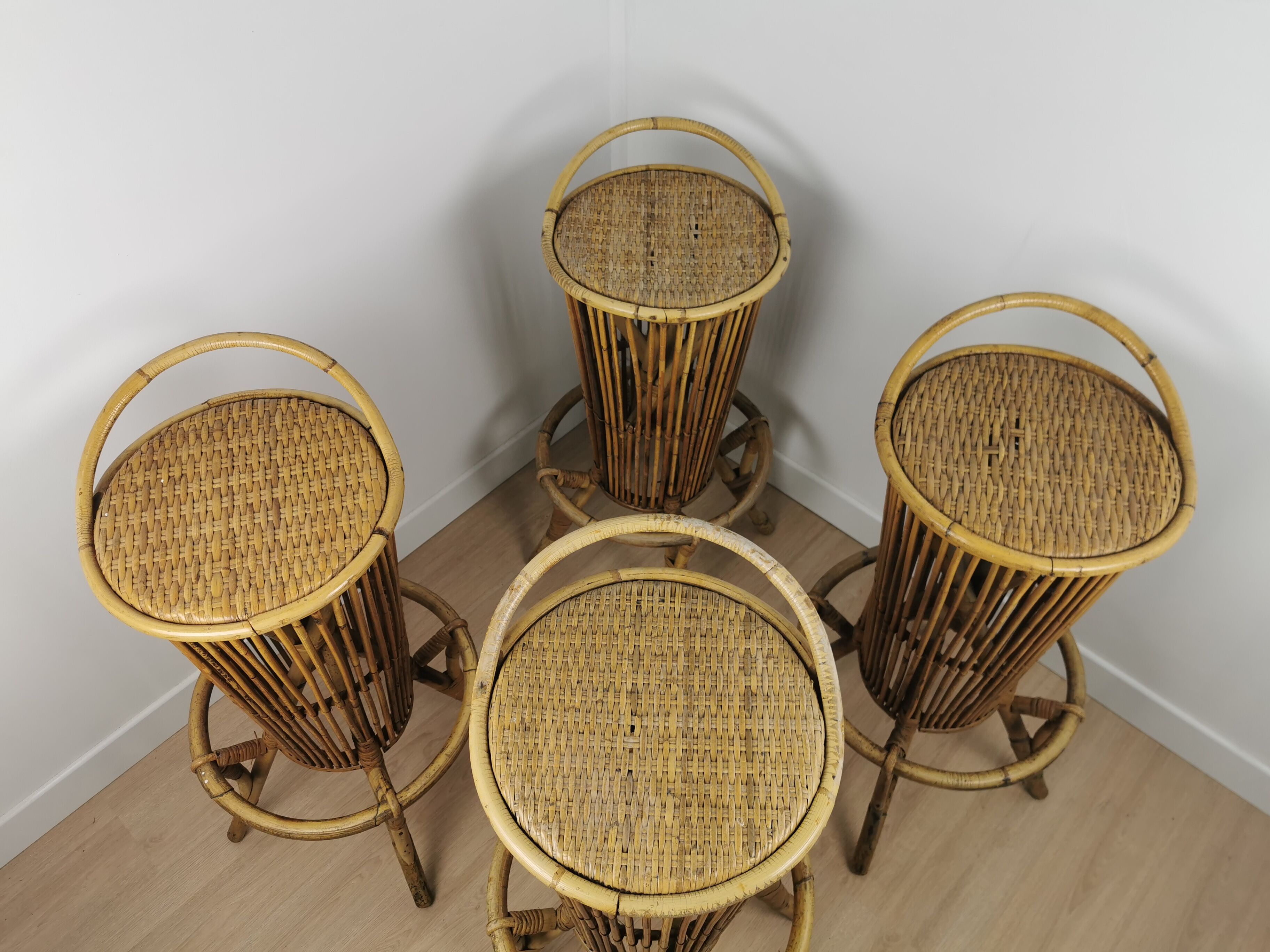 Rattan bar stools 60s