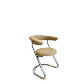 Chaise style moderniste en chrome et tissu bouclette, années 70