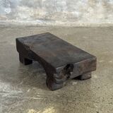 Small stool, black solid teak accent stool wabi-sabi L30 W8.5 H6.