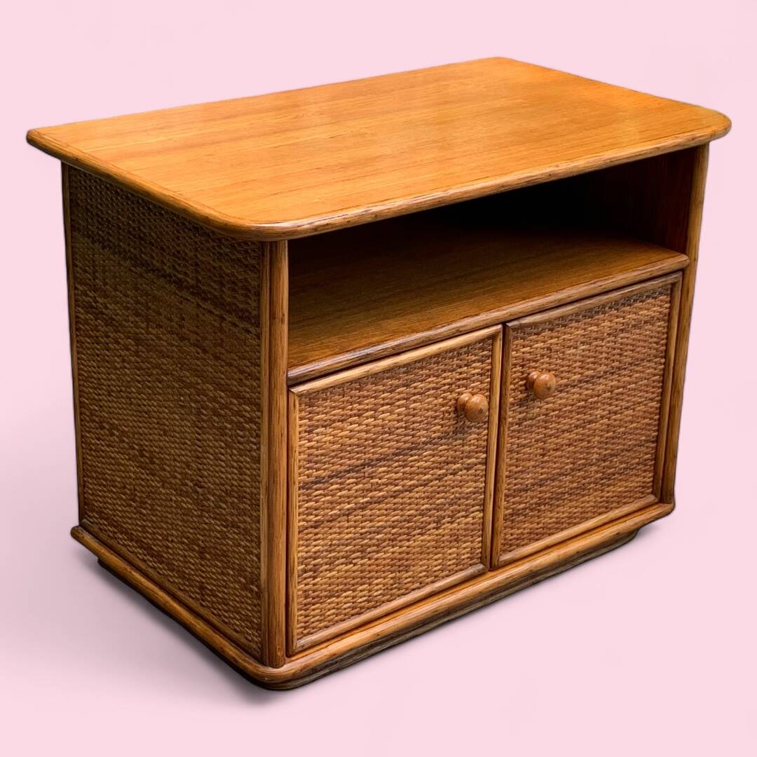 Oak rattan and woven wicker furniture 1980