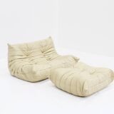 Ensemble canapé Togo Ligne Roset en cuir jaune par Michel Ducaroy pour Ligne Roset