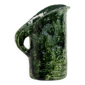 Vintage 1970s studio ceramic vase or pitcher, glazed green.