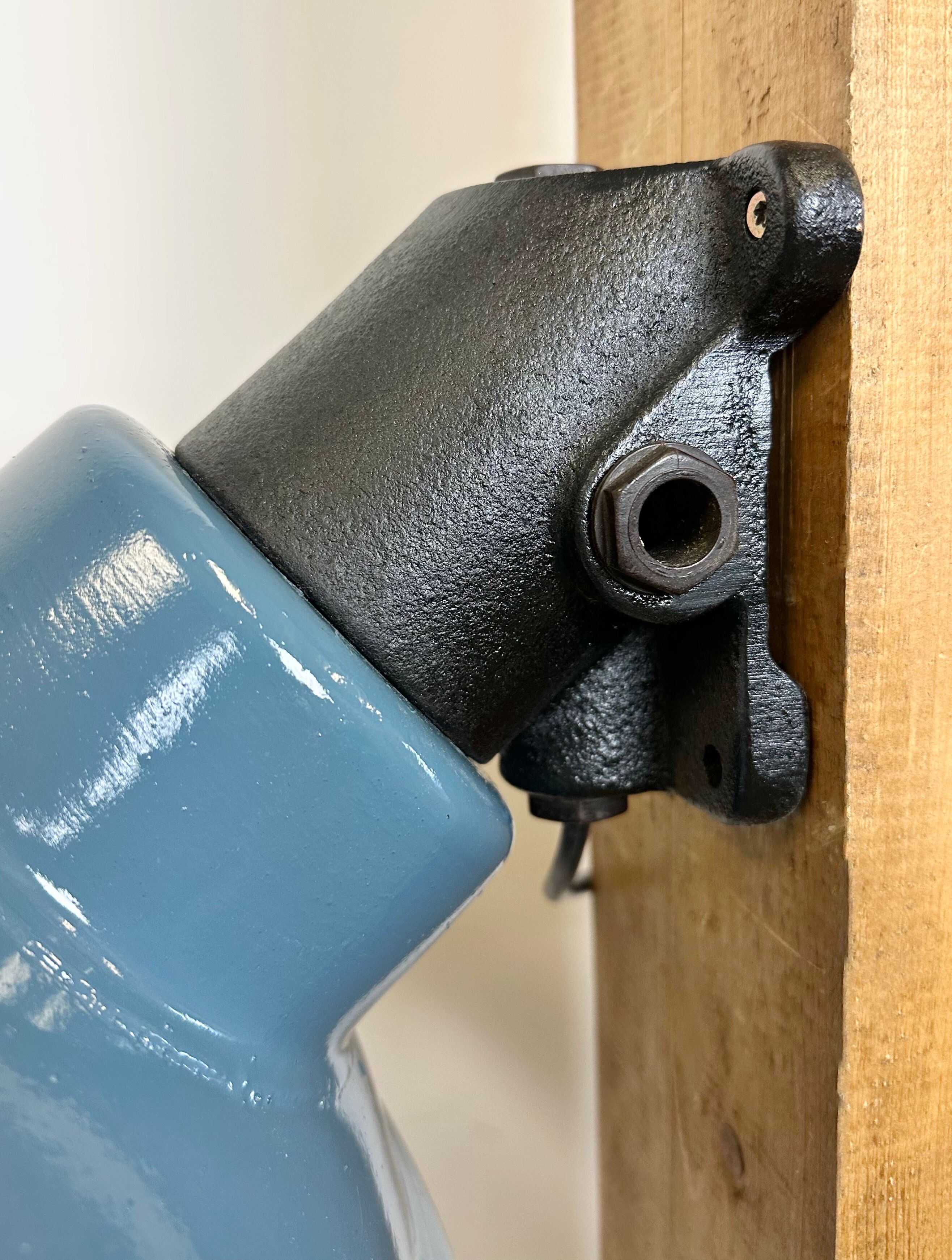 Industrial Blue Painted Factory Lamp Wall Light from Elektrosvit, 1960s