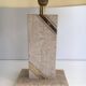 Travertine lamp with brass inlay