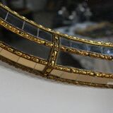 Miroir ovale à parclose en laiton, style hollywood regency – 1970
