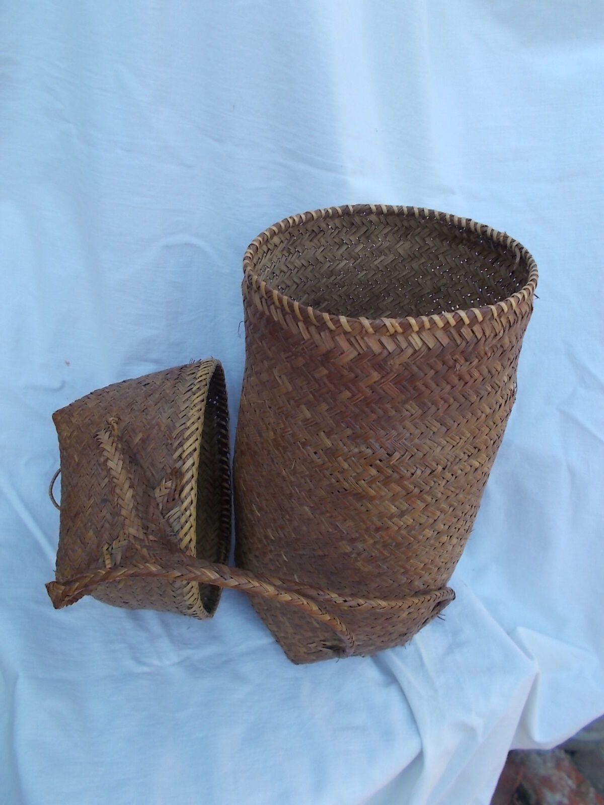 Ancient Japanese-style woven wicker basket