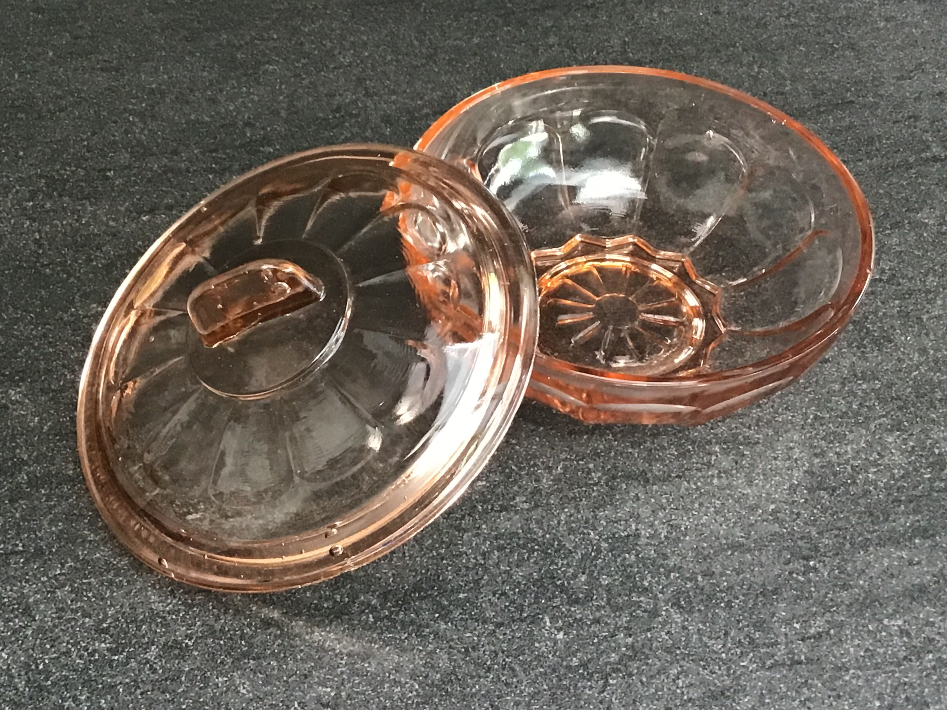 Vintage pink glass candy box