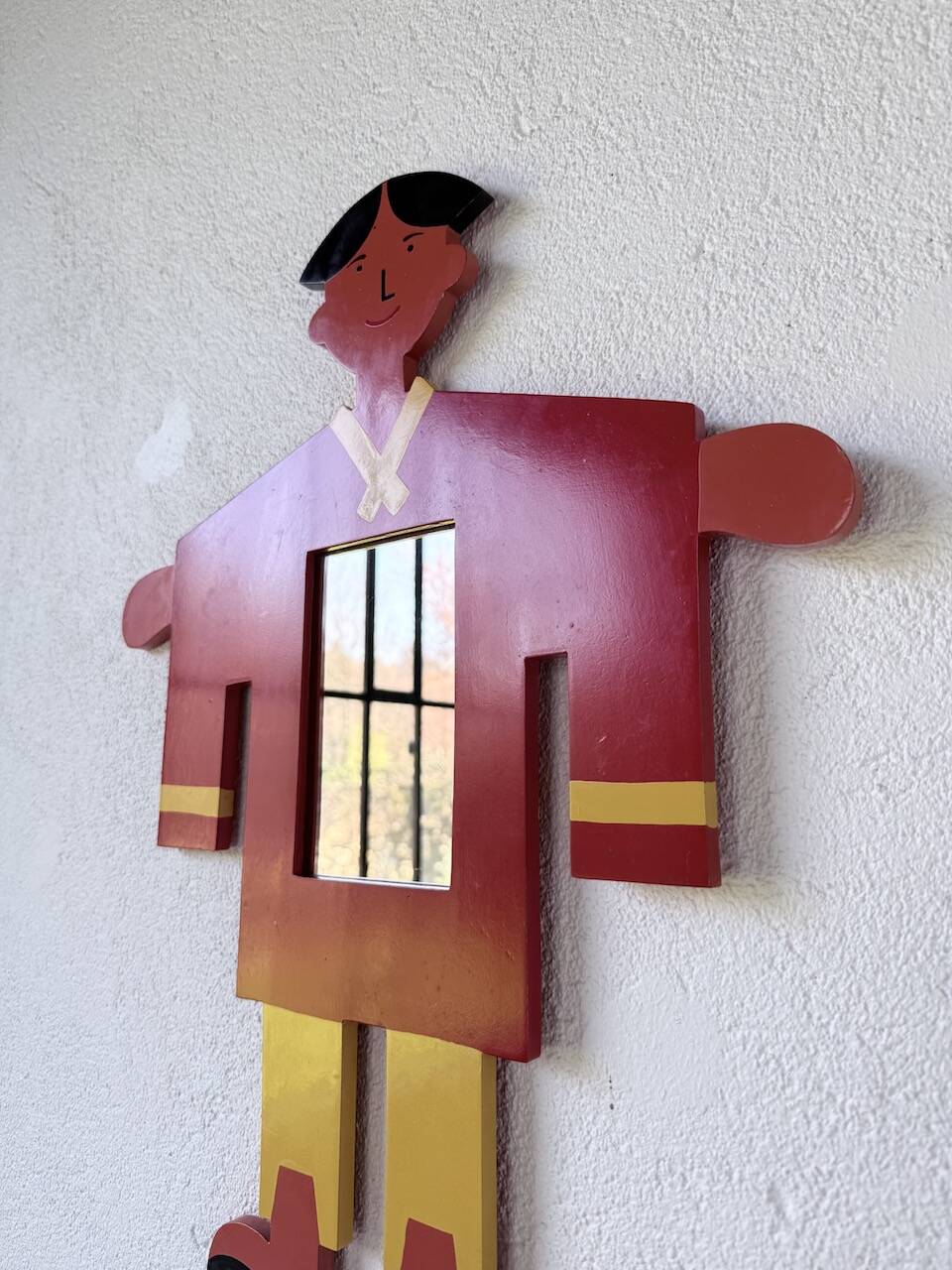 Miroir enfant personnage bois peint