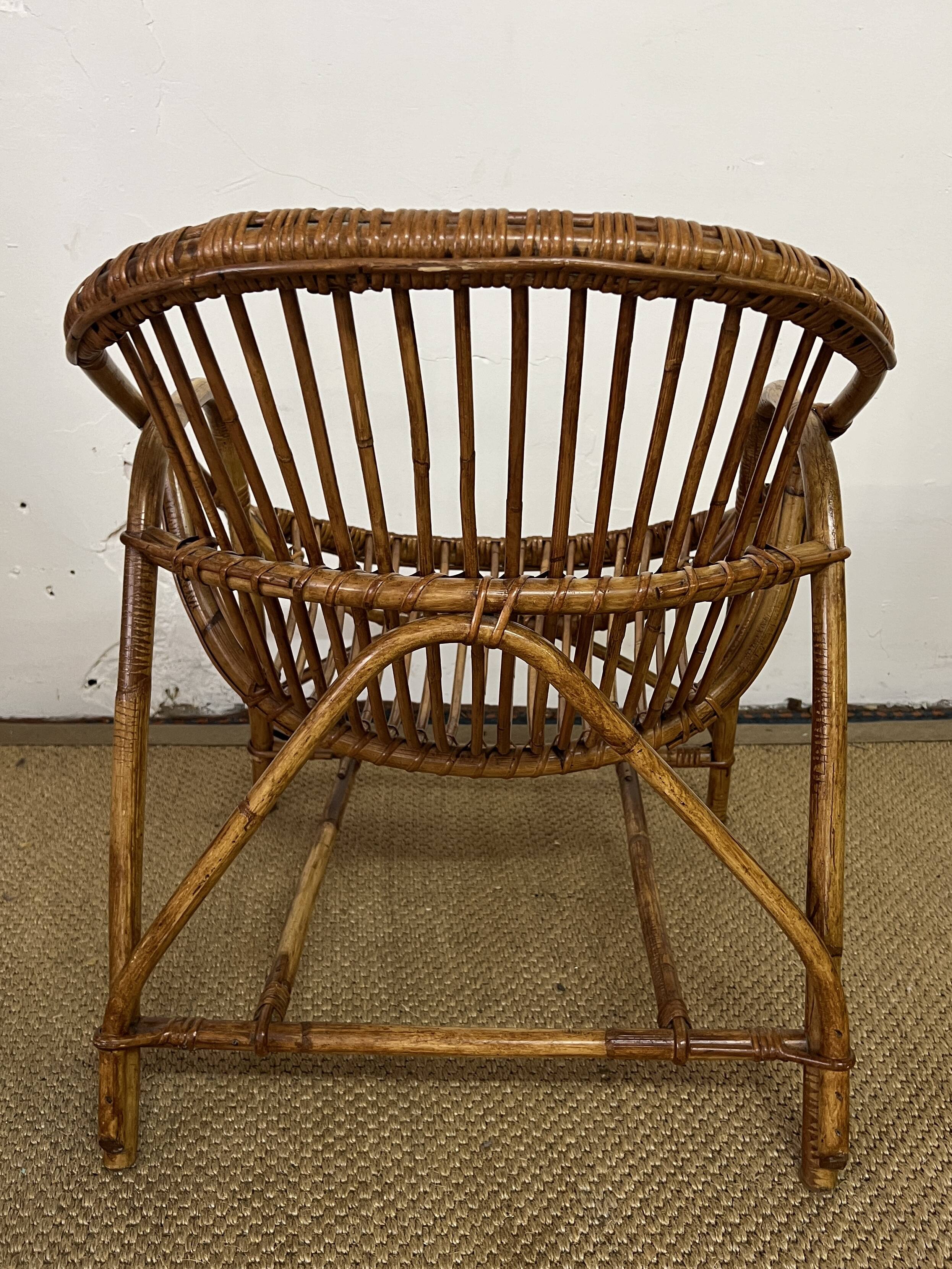 Rattan basket armchair from the 60s and 70s